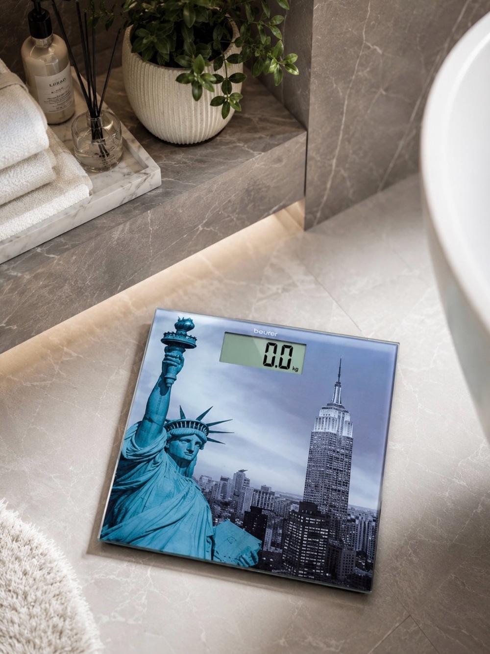 Beurer Digital Bathroom Scale New York NYC Design Blue Gray